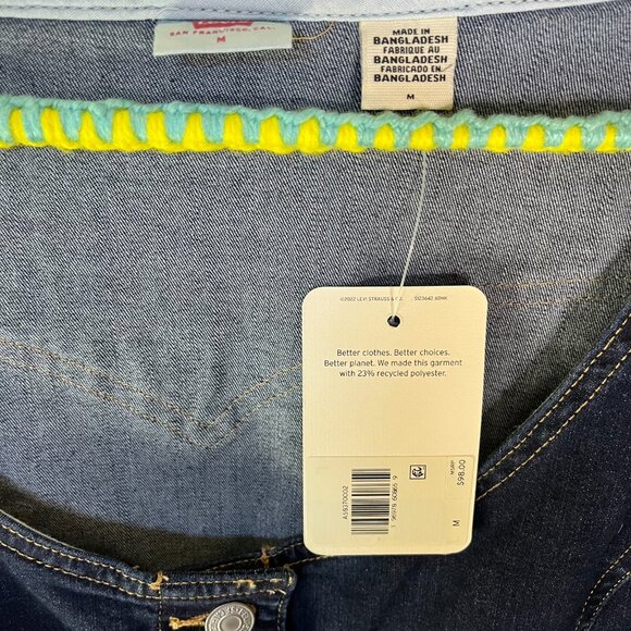 Levi's Womens Size Medium Veda Dark Blue Wash Slim Mini Dress Two Horses NWT - Picture 6 of 6